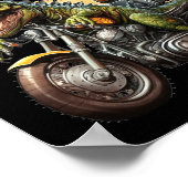 Tyrannosaurus Rex Dinosaur Riding Motorcycle Poster (Hoek)