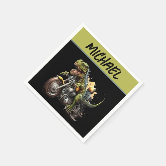 Tyrannosaurus Rex Dinosaur Riding Motorcycle Servet (Hoek)