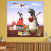 Tyrannosaurus Rex Dinosaur Rock & Roll Wall Art Canvas Afdruk (Insitu (Woonkamer))
