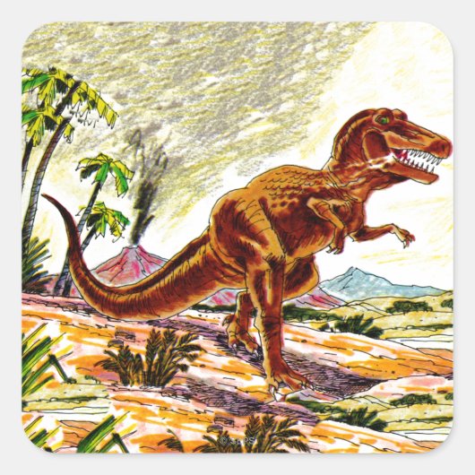 Tyrannosaurus Rex Dinosaur Vierkante Sticker (Voorkant)
