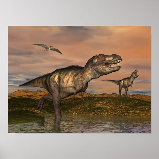 Tyrannosaurus rex dinosaurus - 3D rendering Poster (Voorkant)
