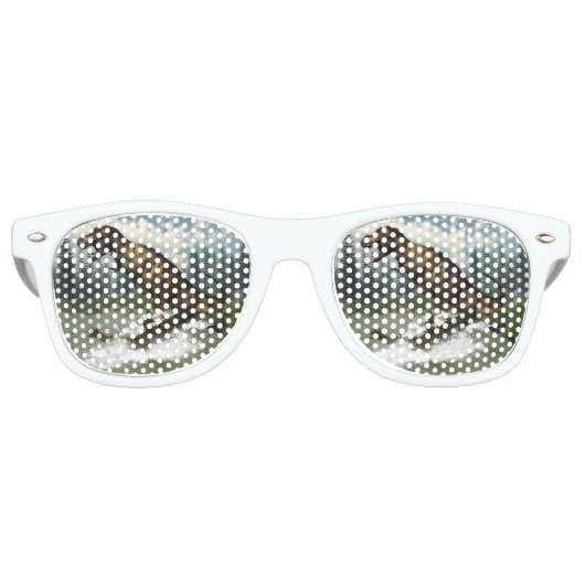 Tyrannosaurus rex dinosaurus aangevallen door dein retro zonnebril (Voorkant)