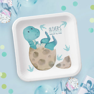 Tyrannosaurus Rex Dinosaurus Jongen Verjaardagsfee Papieren Bordje