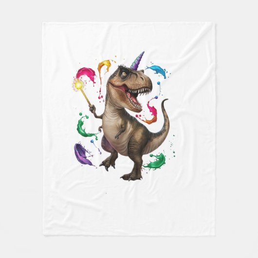 Tyrannosaurus Rex dinosaurus met eenhoorn Fleece Deken (Voorkant)
