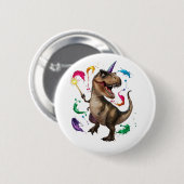 Tyrannosaurus Rex dinosaurus met eenhoorn Ronde Button 5,7 Cm (Voorkant /achterkant)