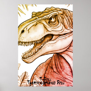 Tyrannosaurus Rex Dinosaurus op Slaapkamer Muur Po Poster