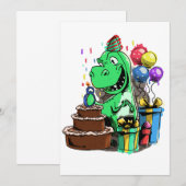 Tyrannosaurus Rex draait 8 Dinosaur Birthday Party Kaart (Voorkant / Achterkant)