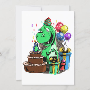 Tyrannosaurus Rex draait 8 Dinosaur Birthday Party Kaart