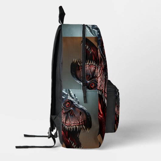 Tyrannosaurus rex eng gezicht, rugzak (Links)