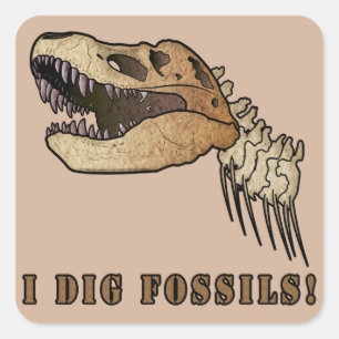 Tyrannosaurus Rex: I Dig Fossils Vierkante Sticker