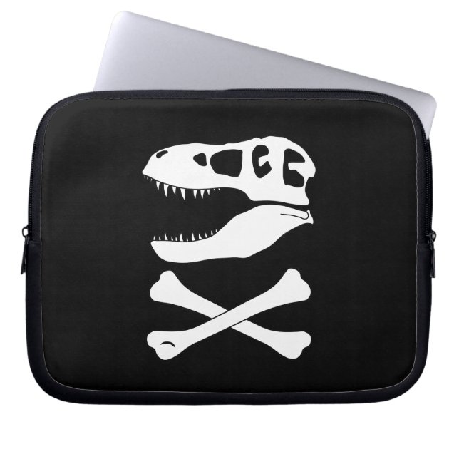 Tyrannosaurus rex Jolly Roger Piratenvlag Laptop Sleeve (Voorkant)
