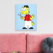 Tyrannosaurus rex kapper met schaar. canvas afdruk (Insitu (Woonkamer))