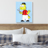 Tyrannosaurus rex kapper met schaar. canvas afdruk (Insitu (Slaapkamer))