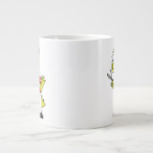 Tyrannosaurus rex kapper met schaar. grote koffiekop (Voorkant)