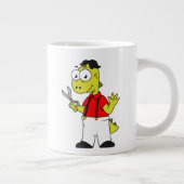 Tyrannosaurus rex kapper met schaar. grote koffiekop (Rechts)