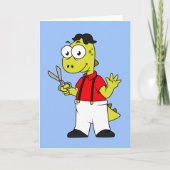 Tyrannosaurus rex kapper met schaar. kaart (Voorkant)