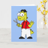 Tyrannosaurus rex kapper met schaar. kaart (Gele Bloem)