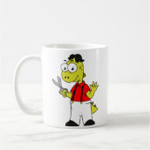 Tyrannosaurus rex kapper met schaar. koffiemok (Links)