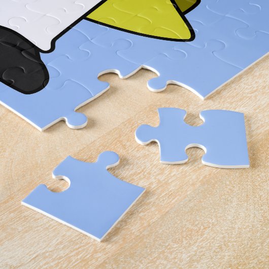 Tyrannosaurus rex kapper met schaar. legpuzzel (Zijkant)