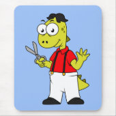 Tyrannosaurus rex kapper met schaar. muismat (Voorkant)