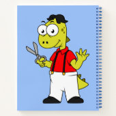 Tyrannosaurus rex kapper met schaar. notitieboek (Achterkant)