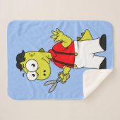 Tyrannosaurus rex kapper met schaar. sherpa deken (Voorkant (horizontaal))