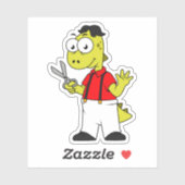 Tyrannosaurus rex kapper met schaar. sticker (Vel)