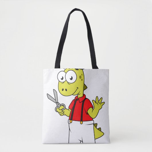 Tyrannosaurus rex kapper met schaar. tote bag (Voorkant)