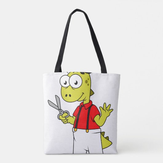 Tyrannosaurus rex kapper met schaar. tote bag (Achterkant)