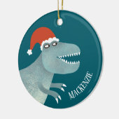 Tyrannosaurus rex kerstmuts gepersonaliseerd keramisch ornament (Links)