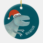 Tyrannosaurus rex kerstmuts gepersonaliseerd keramisch ornament (Achterkant)