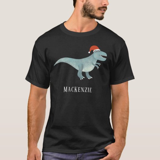 Tyrannosaurus rex kerstmuts gepersonaliseerd t-shirt (Voorkant)