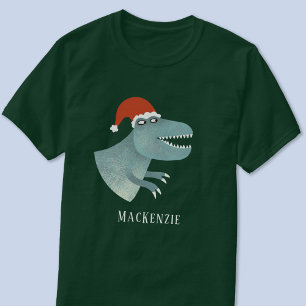Tyrannosaurus rex kerstmuts gepersonaliseerd t-shirt