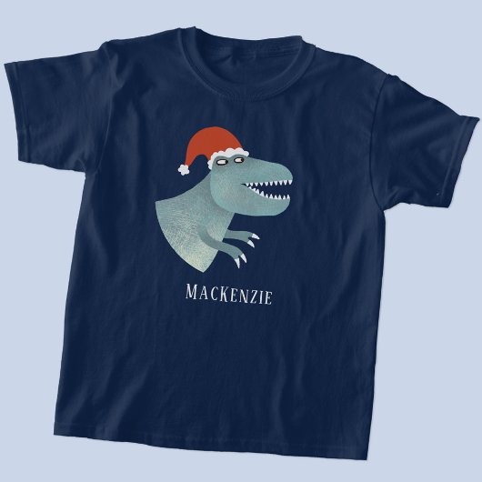 Tyrannosaurus rex kerstmuts gepersonaliseerd t-shirt