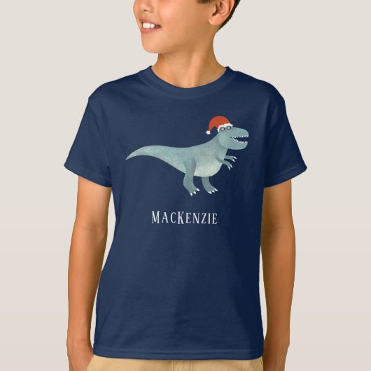 Tyrannosaurus rex kerstmuts gepersonaliseerd t-shirt (Voorkant)