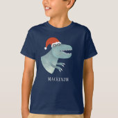 Tyrannosaurus rex kerstmuts gepersonaliseerd t-shirt (Voorkant)