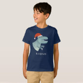 Tyrannosaurus rex kerstmuts gepersonaliseerd t-shirt (Voorkant volledig)