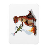 Tyrannosaurus rex koken voedsel boven een kampvuur magneet (Verticaal)