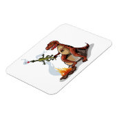 Tyrannosaurus rex koken voedsel boven een kampvuur magneet (Linkerzijde)