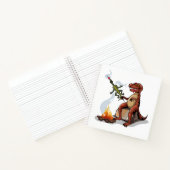 Tyrannosaurus rex koken voedsel boven een kampvuur notitieboek (Binnen)