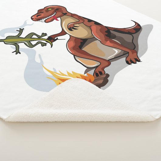 Tyrannosaurus rex koken voedsel boven een kampvuur sherpa deken (3/4)