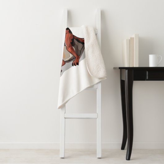 Tyrannosaurus rex koken voedsel boven een kampvuur sherpa deken (In situ)