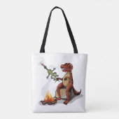 Tyrannosaurus rex koken voedsel boven een kampvuur tote bag (Achterkant)