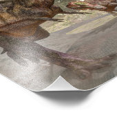 Tyrannosaurus rex ontsnapt uit de triceratops-aanv foto afdruk (Hoek)