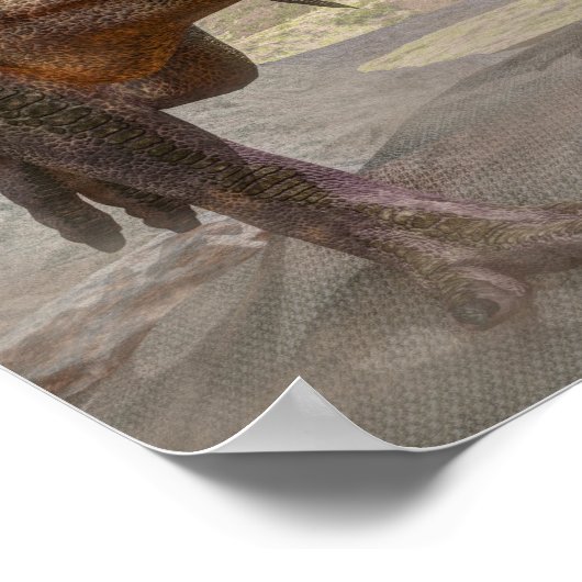 Tyrannosaurus rex ontsnapt uit de triceratops-aanv poster (Hoek)