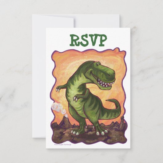 Tyrannosaurus Rex Party Center RSVP-kaart RSVP Kaartje (Voorkant)