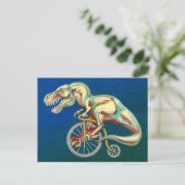 Tyrannosaurus Rex Rijden op een fiets Briefkaart (Staand voorkant)