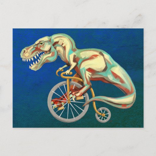 Tyrannosaurus Rex Rijden op een fiets Briefkaart (Voorkant)