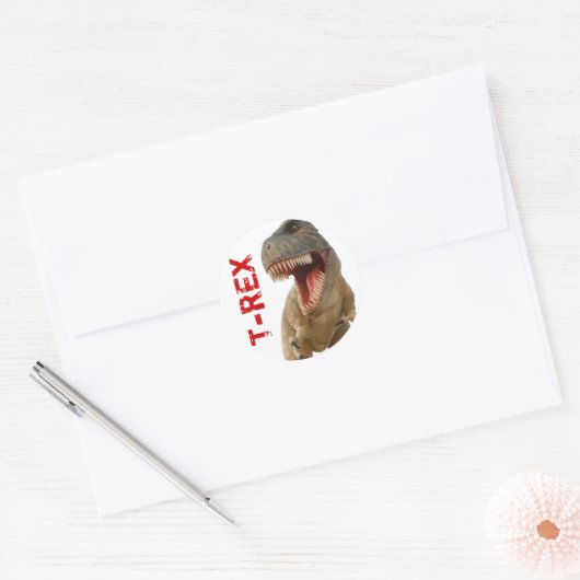 Tyrannosaurus Rex Ronde Sticker (Envelop)