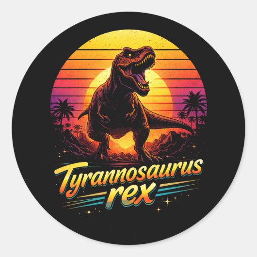 Tyrannosaurus Rex Ronde Sticker (Voorkant)